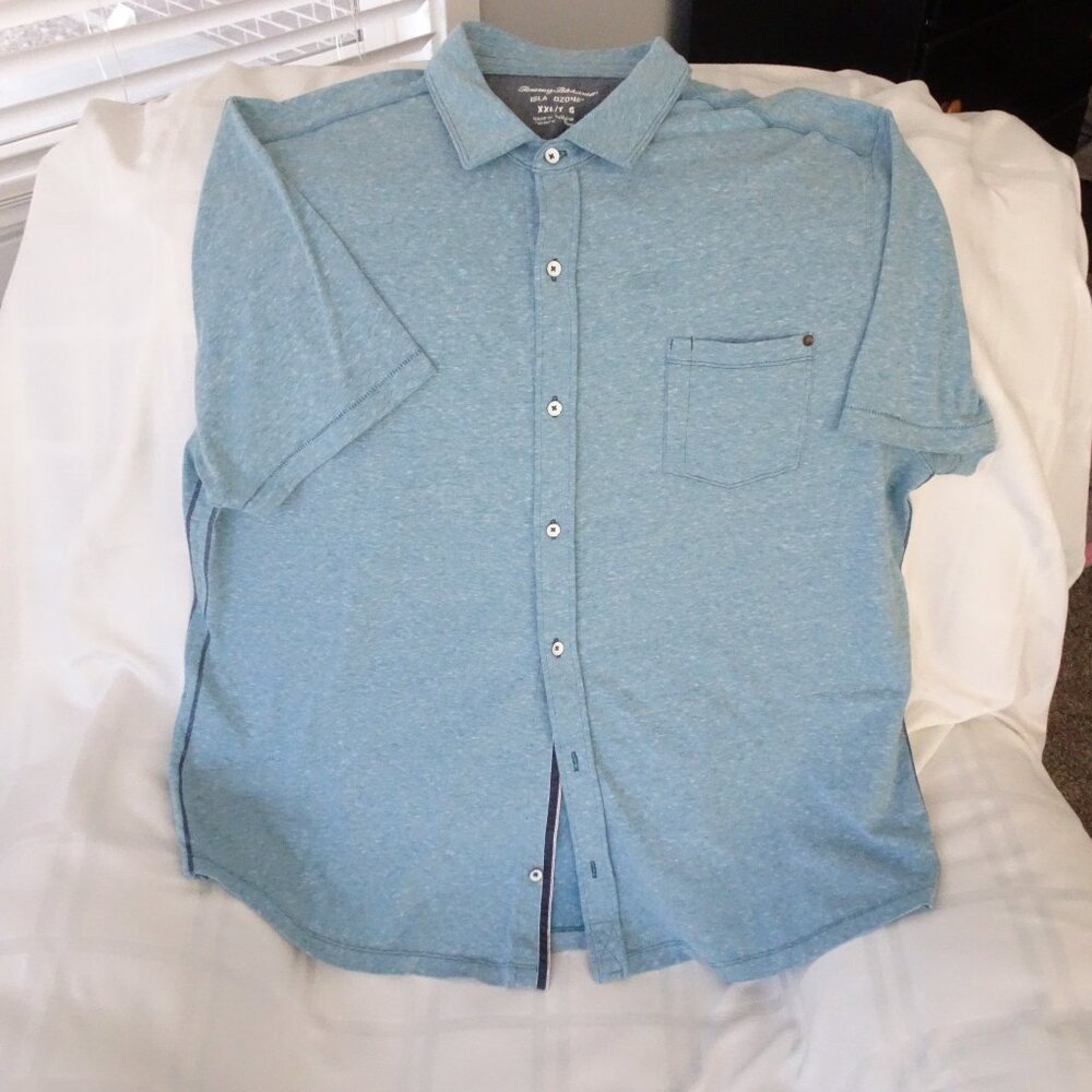 Tommy Bahama IslandZone Short Sleeved Knit Marlin Logo Button Up Shirt Men's XXL
